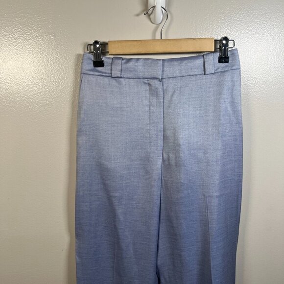 Theory Straight Cuff Pants Size 4 Sky Light Blue Work Career Business Silk Blend - Picture 6 of 12